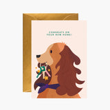 New Home Card Dog with Keys Greeting Card