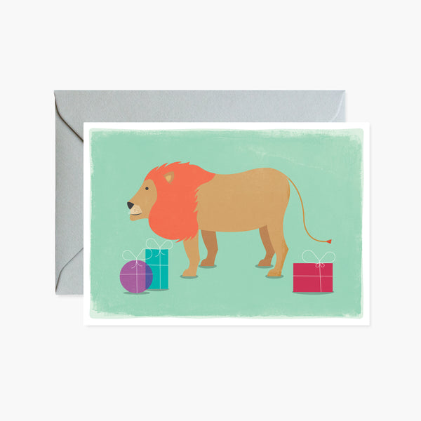 Lion With Presents Card