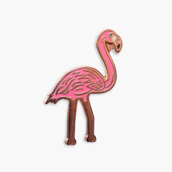 Flamingo Rose Gold Enamel Pin